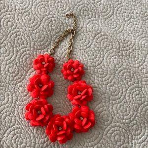 Red wooden flower necklace